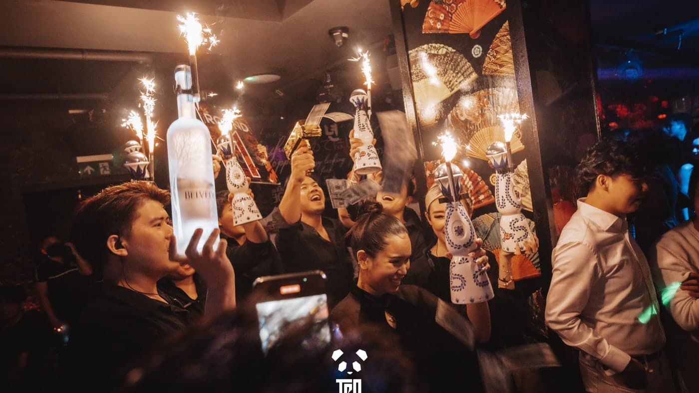 Bottle service with sparklers on the floor at TSQ Club